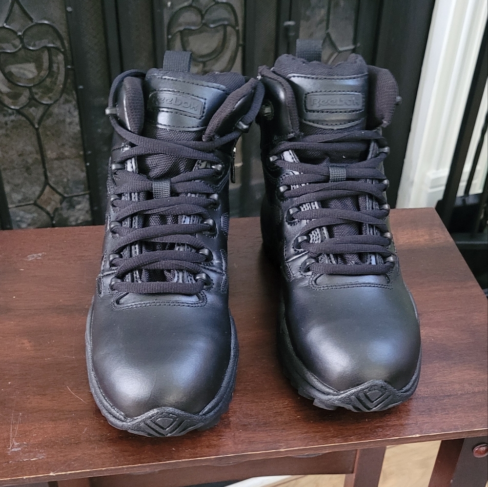 Reebok Rapid Response RB864 Safety Toe 6” Leather Stealth Boot w/ Side Z…